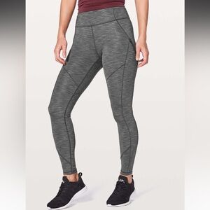 Lululemon Women Heathered Black Gray Rain-On Train-On Tight Luxtreme 27” Pant 10